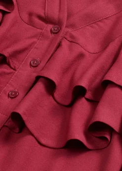 Sale Vestido midi de crepé estructurado con volantes Mujer Vestidos