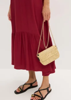 Sale Vestido midi de crepé estructurado con volantes Mujer Vestidos