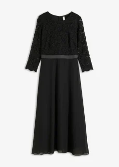 Sale Vestido midi de gasa fina con parte superior de encaje Mujer Tallas Pequeñas|Ropa Elegante