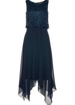 Sale Vestido midi de gasa fina con encaje Mujer Vestidos|Tallas Pequeñas
