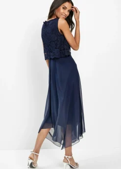 Sale Vestido midi de gasa fina con encaje Mujer Vestidos|Tallas Pequeñas