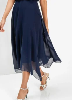 Best Vestido midi de gasa fina con encaje Mujer Ropa Elegante