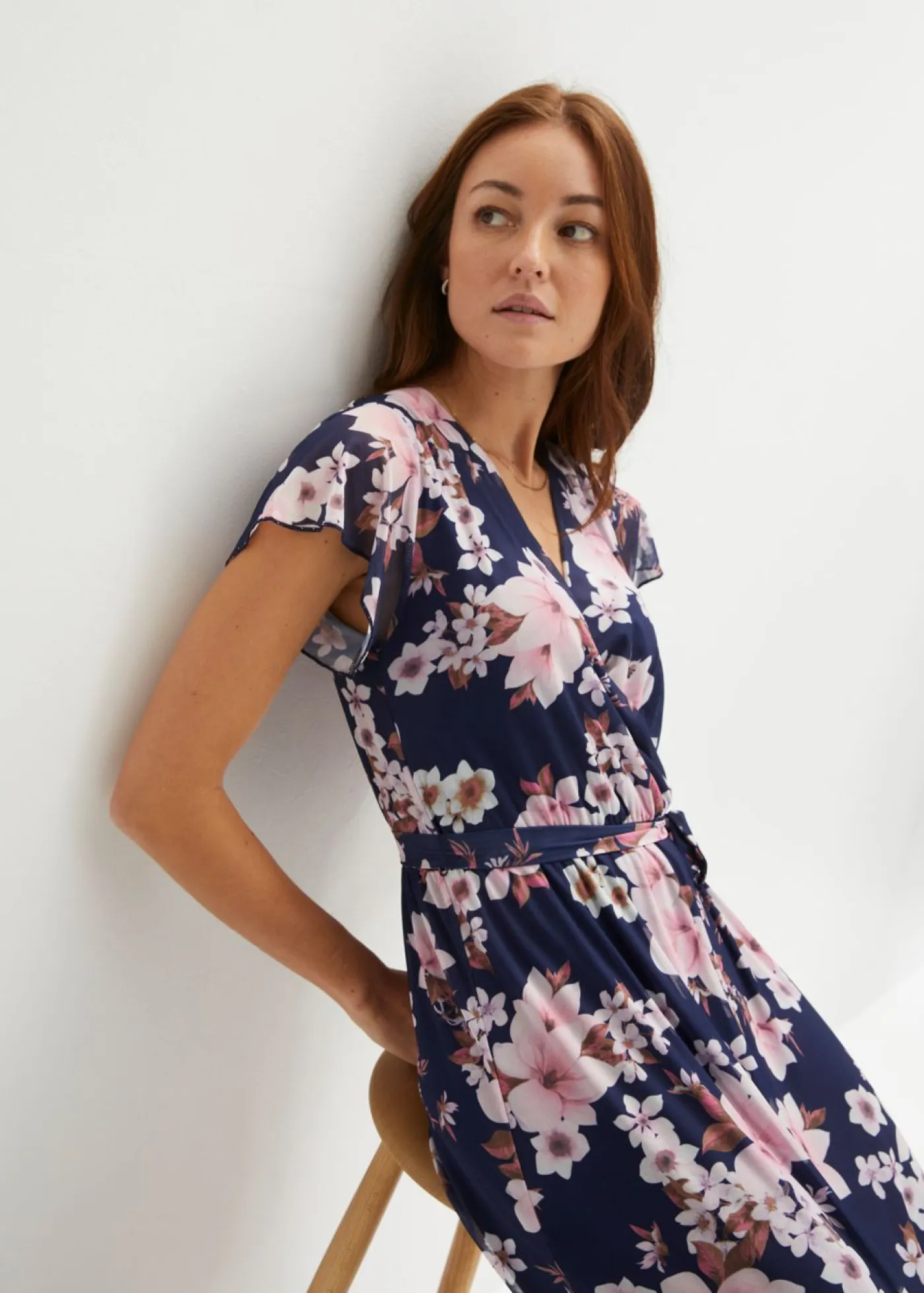Best Vestido midi de malla estampado Mujer Vestidos
