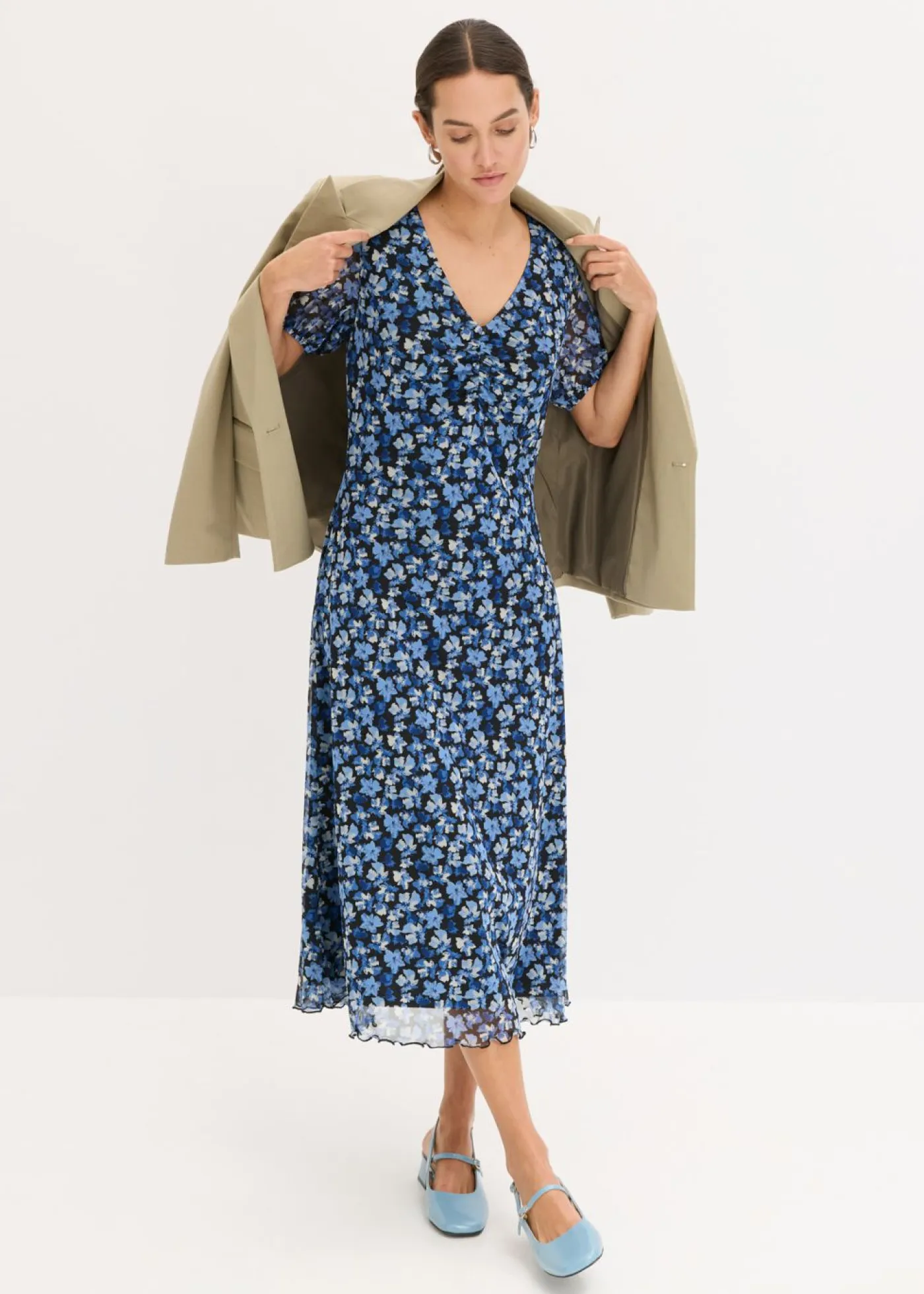 Discount Vestido midi de malla estampado Mujer Vestidos|Tallas Pequeñas