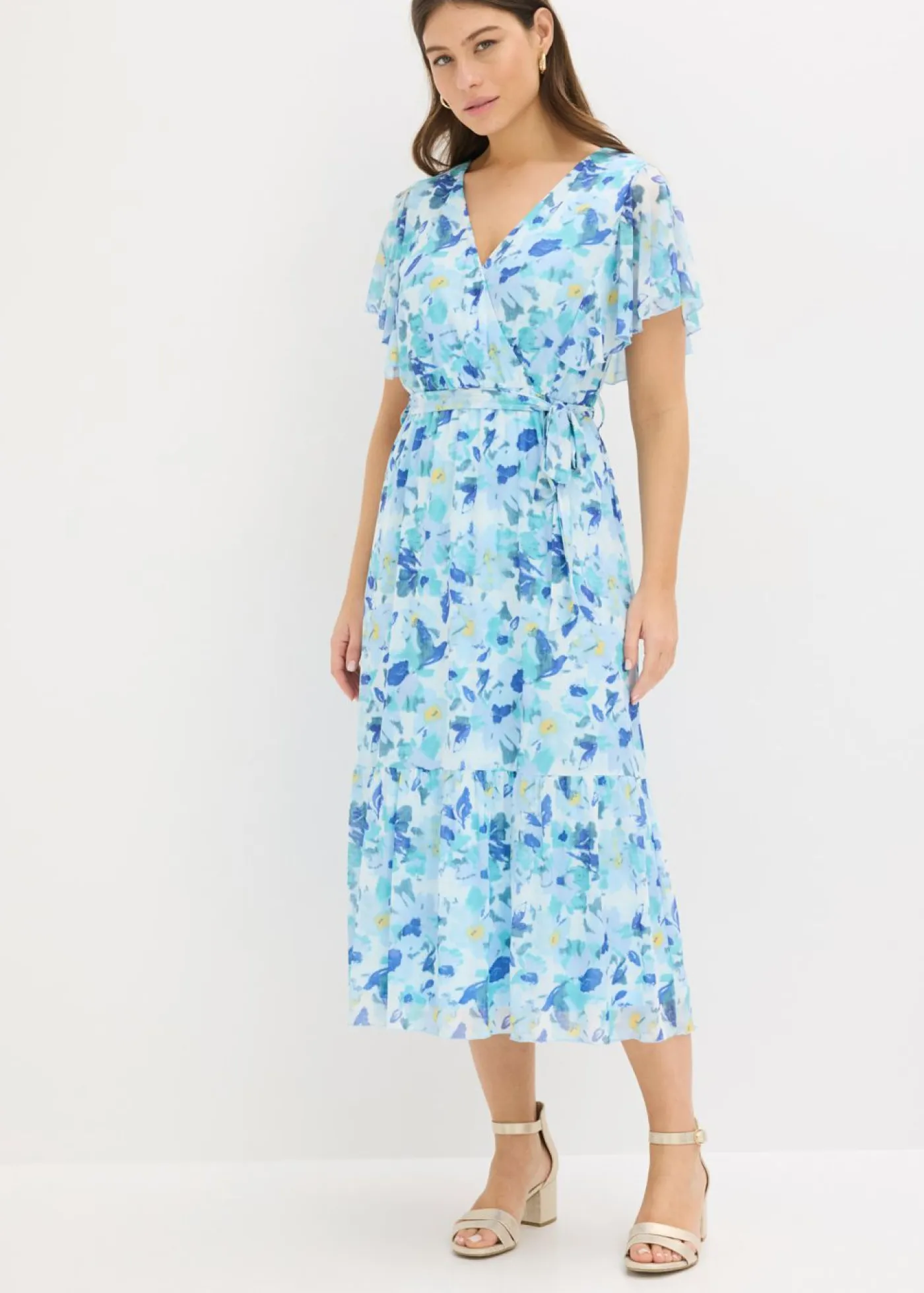 Vestido midi de malla suave Mujer Vestidos|Novedades