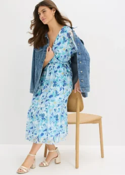 Vestido midi de malla suave Mujer Vestidos|Novedades
