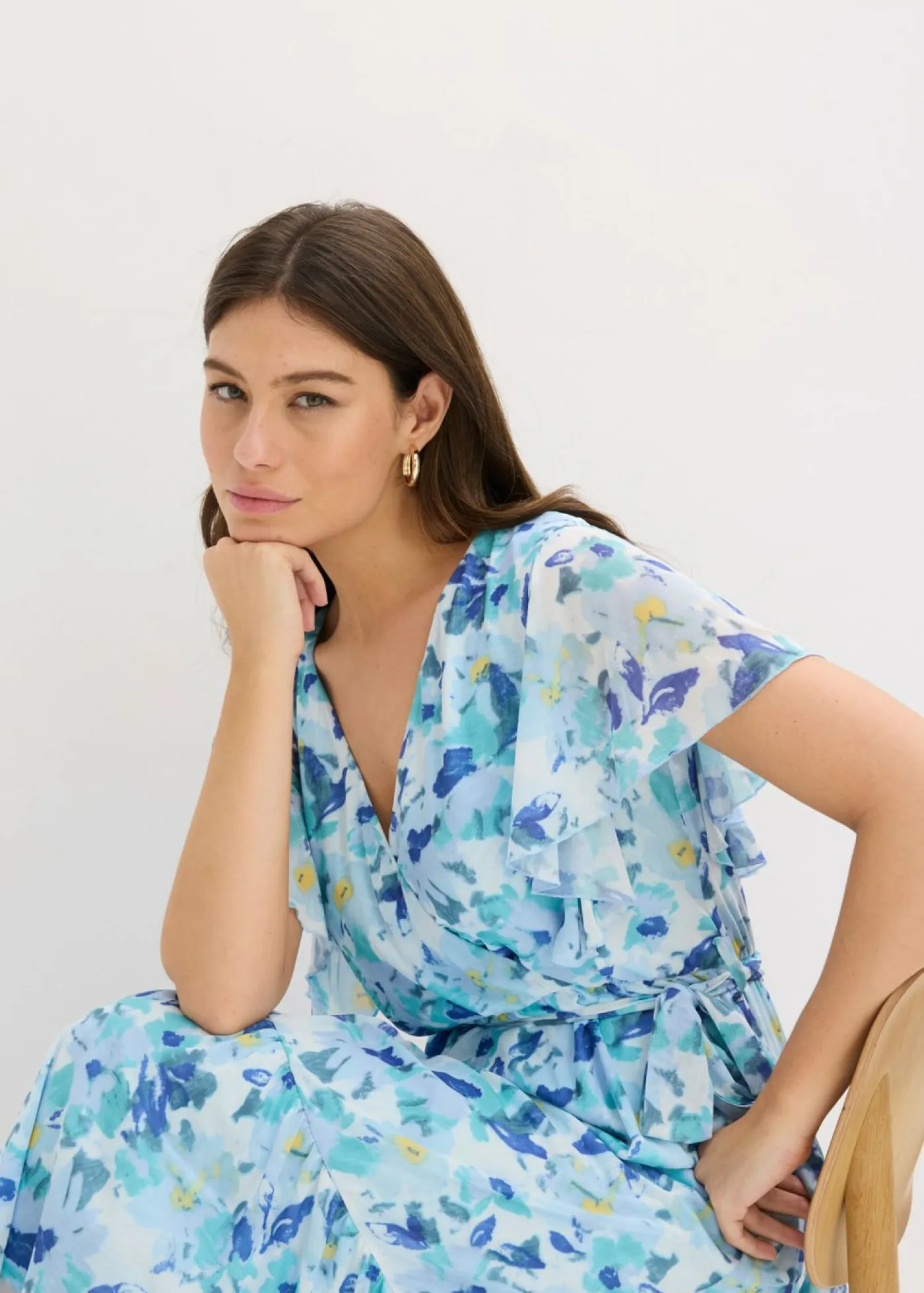 Vestido midi de malla suave Mujer Vestidos|Novedades