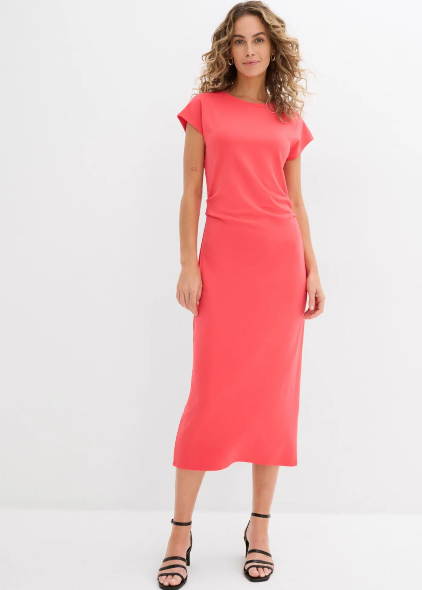 Best Vestido midi de mezcla de viscosa suave Mujer Esenciales|Vestidos