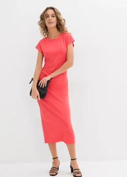 Best Vestido midi de mezcla de viscosa suave Mujer Esenciales|Vestidos