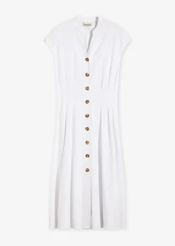 Hot Vestido midi de mezcla de lino ligero Mujer Vestidos
