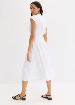 Hot Vestido midi de mezcla de lino ligero Mujer Vestidos