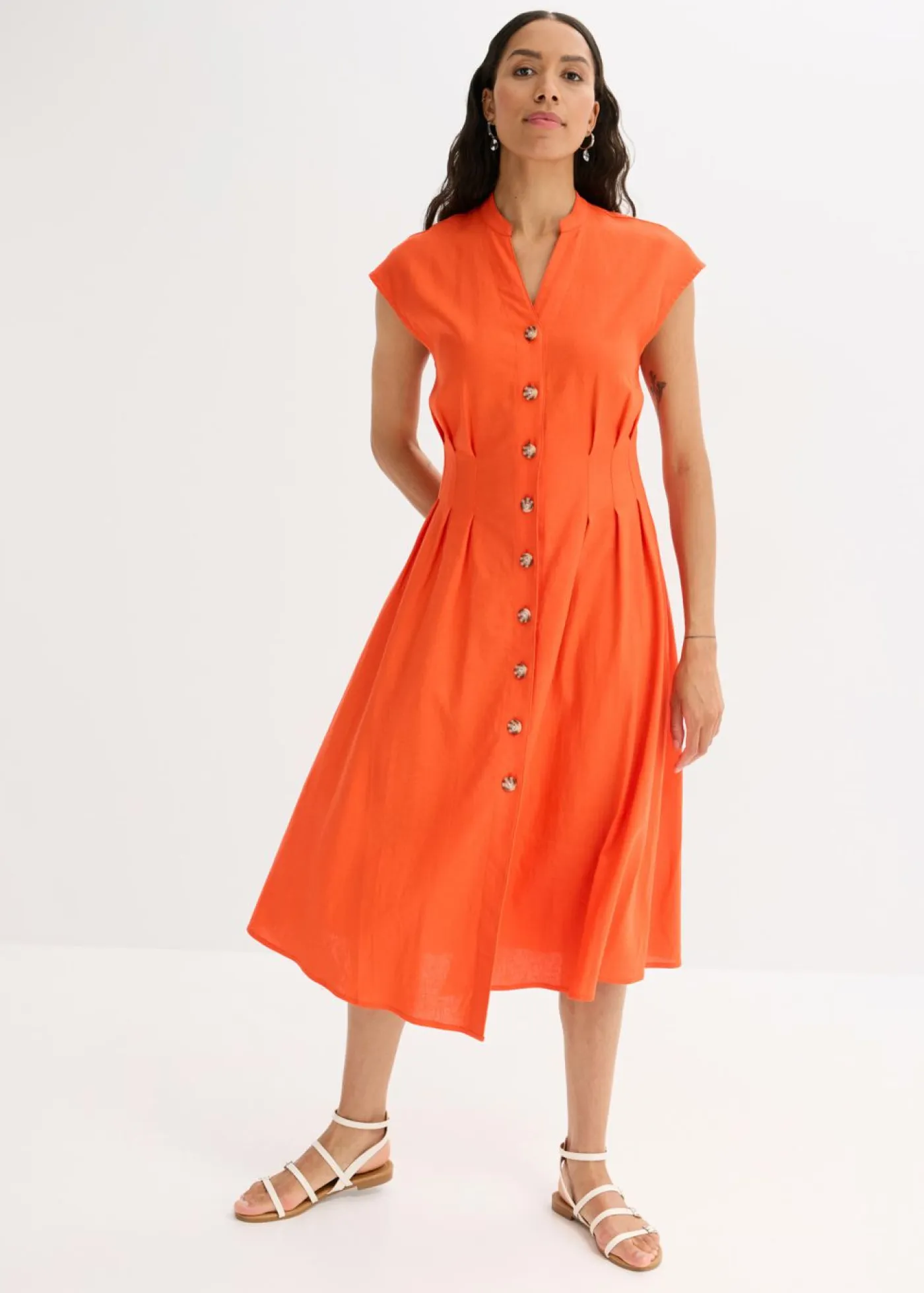 Discount Vestido midi de mezcla de lino ligero Mujer Vestidos