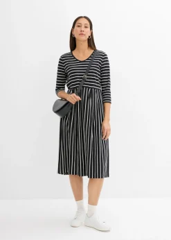 Clearance Vestido midi de punto de algodón Mujer Vestidos