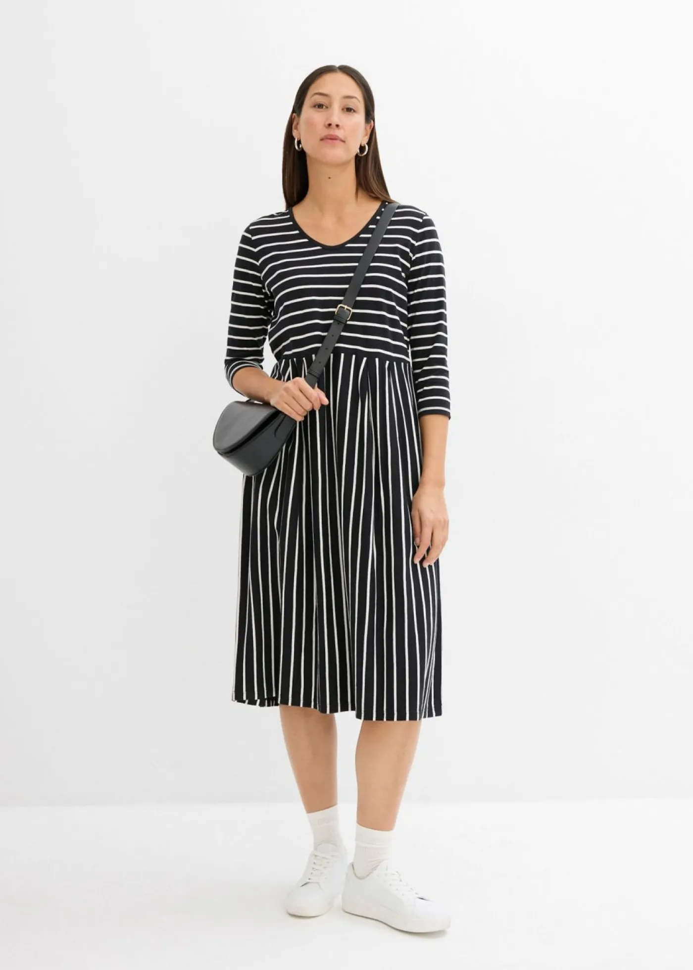 Clearance Vestido midi de punto de algodón Mujer Vestidos