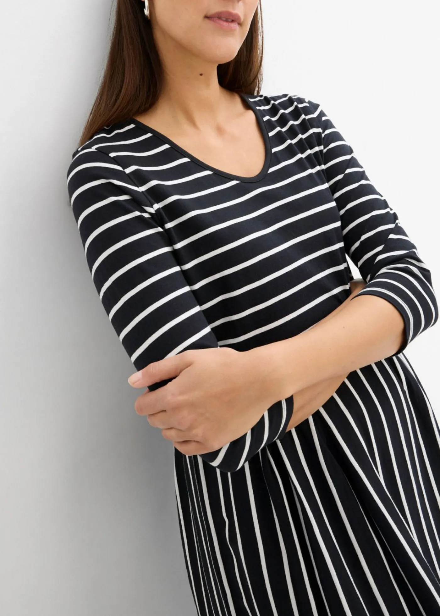 Clearance Vestido midi de punto de algodón Mujer Vestidos