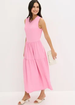 Hot Vestido midi de punto estructurado con escote en la espalda Mujer Vestidos