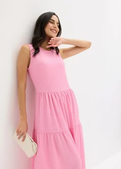 Hot Vestido midi de punto estructurado con escote en la espalda Mujer Vestidos