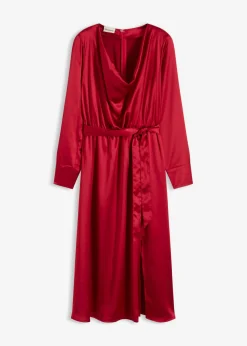 Outlet Vestido midi de satén brillante Mujer Vestidos