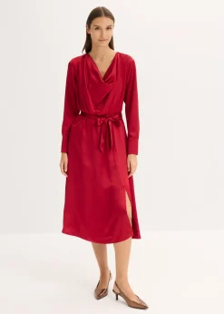 Outlet Vestido midi de satén brillante Mujer Vestidos