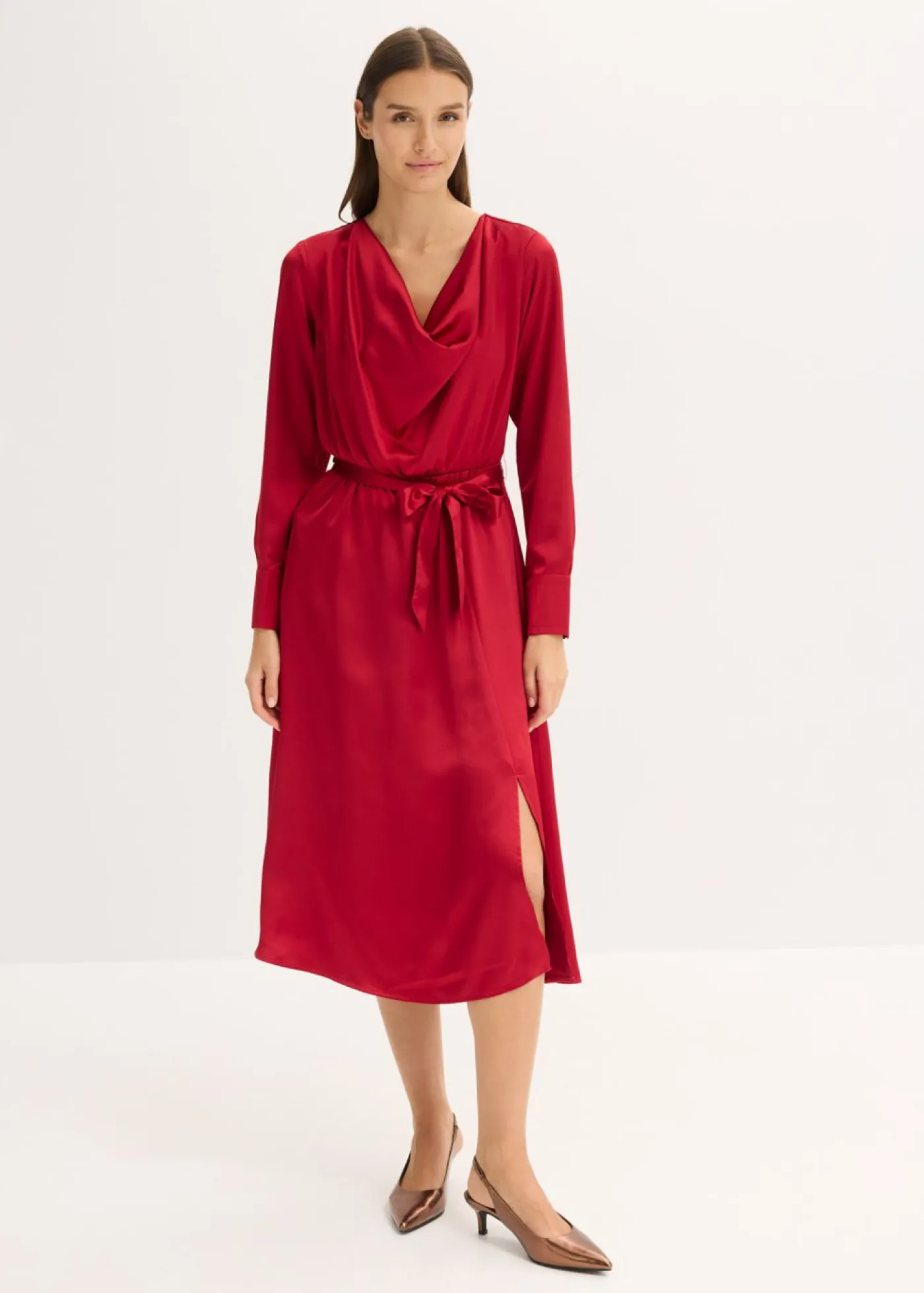 Outlet Vestido midi de satén brillante Mujer Vestidos
