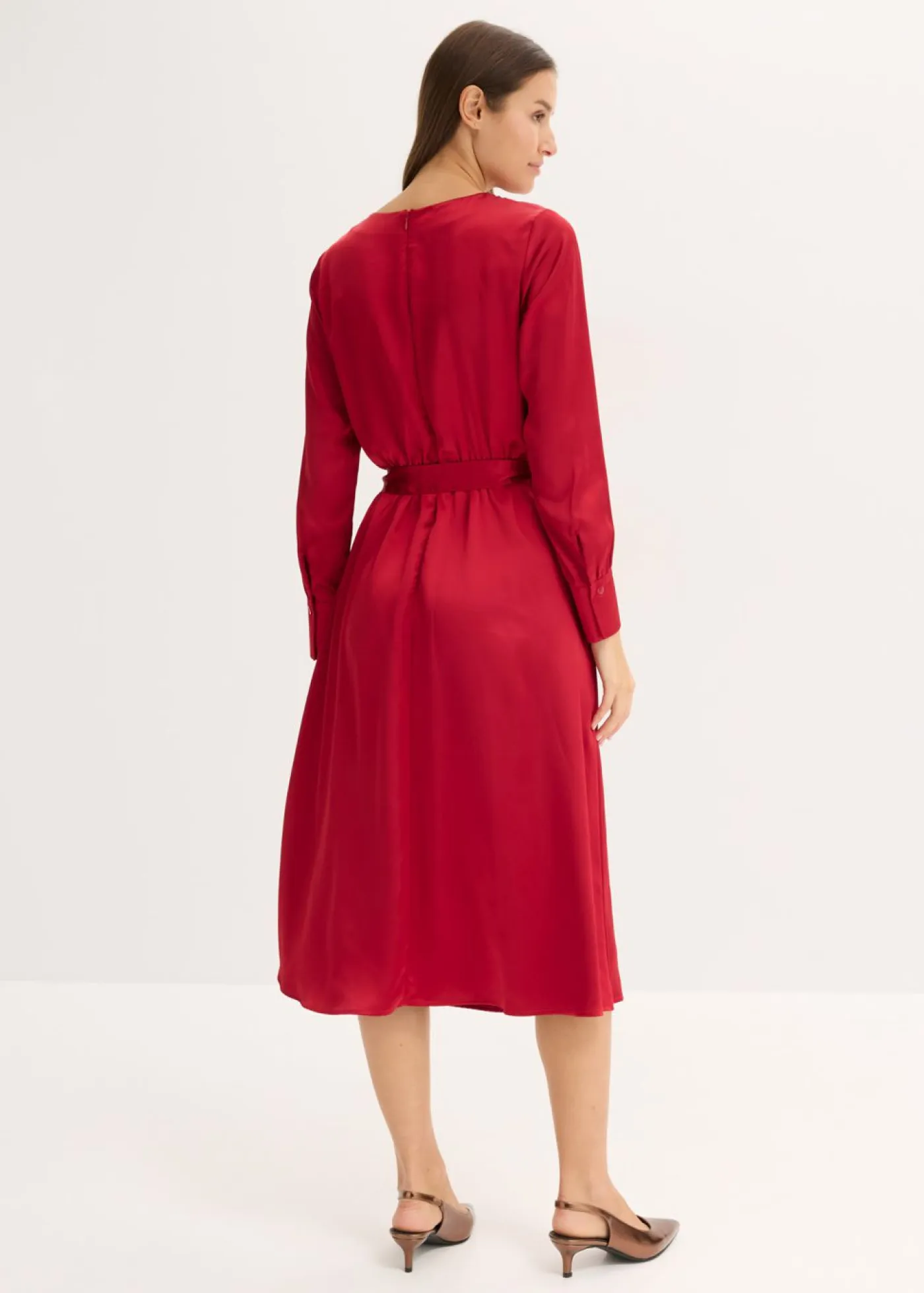 Outlet Vestido midi de satén brillante Mujer Vestidos