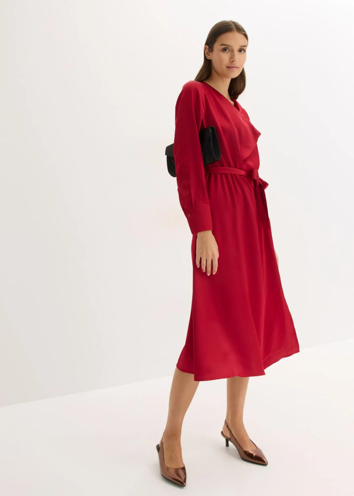 Outlet Vestido midi de satén brillante Mujer Vestidos
