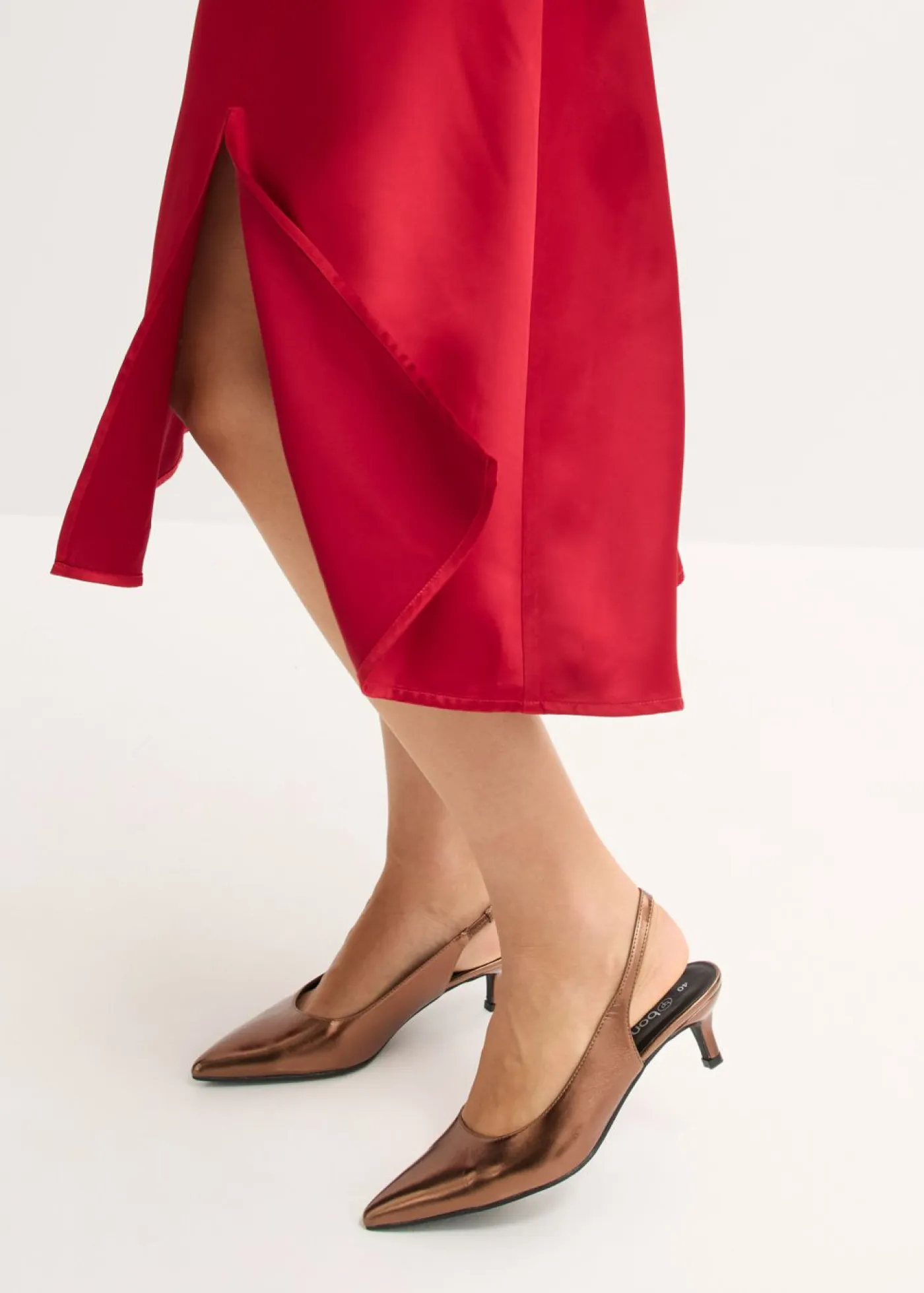 Outlet Vestido midi de satén brillante Mujer Vestidos