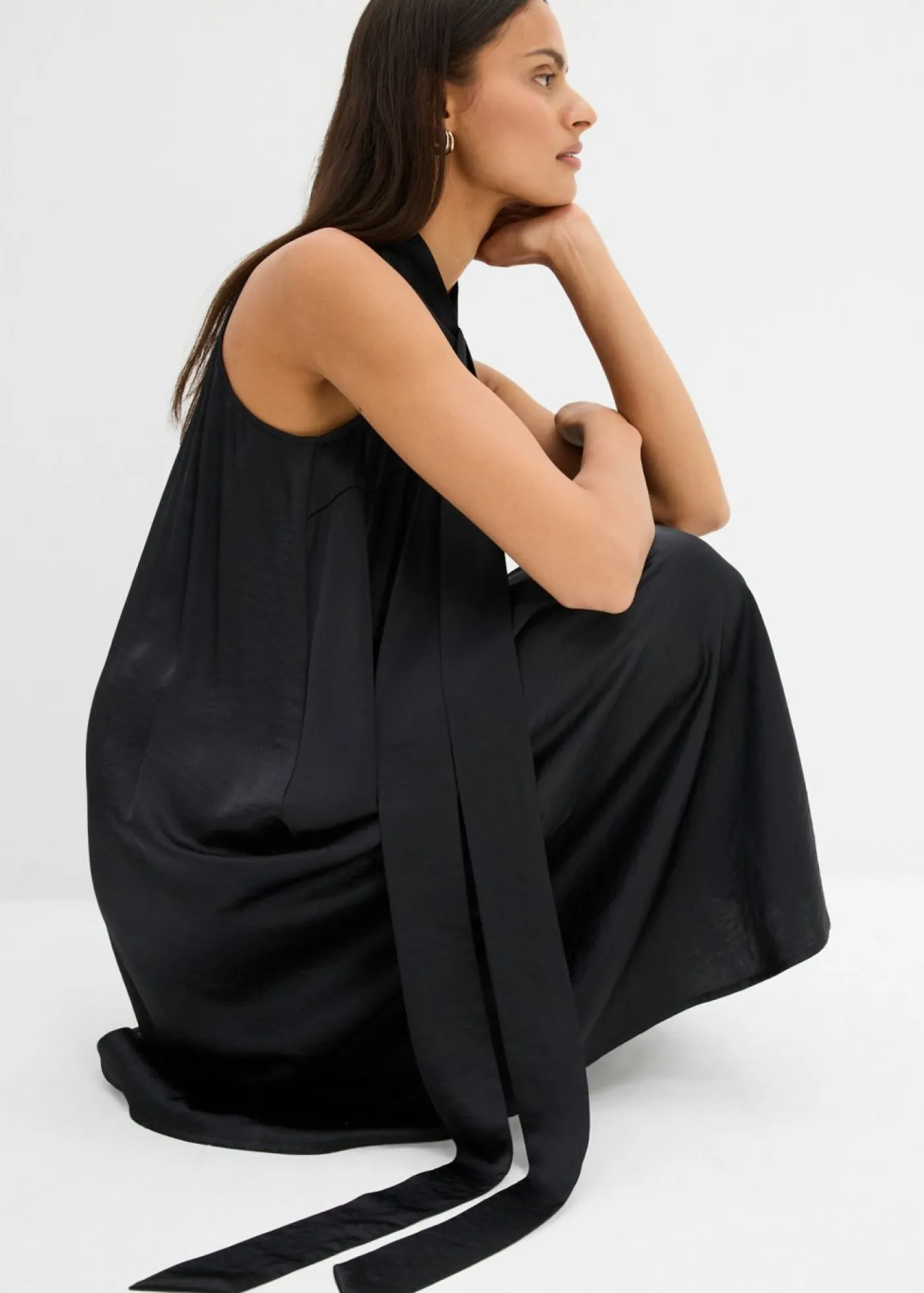 Best Vestido midi de satén de mezcla de viscosa Mujer Esenciales|Vestidos