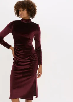 Hot Vestido midi de terciopelo suave Mujer Vestidos