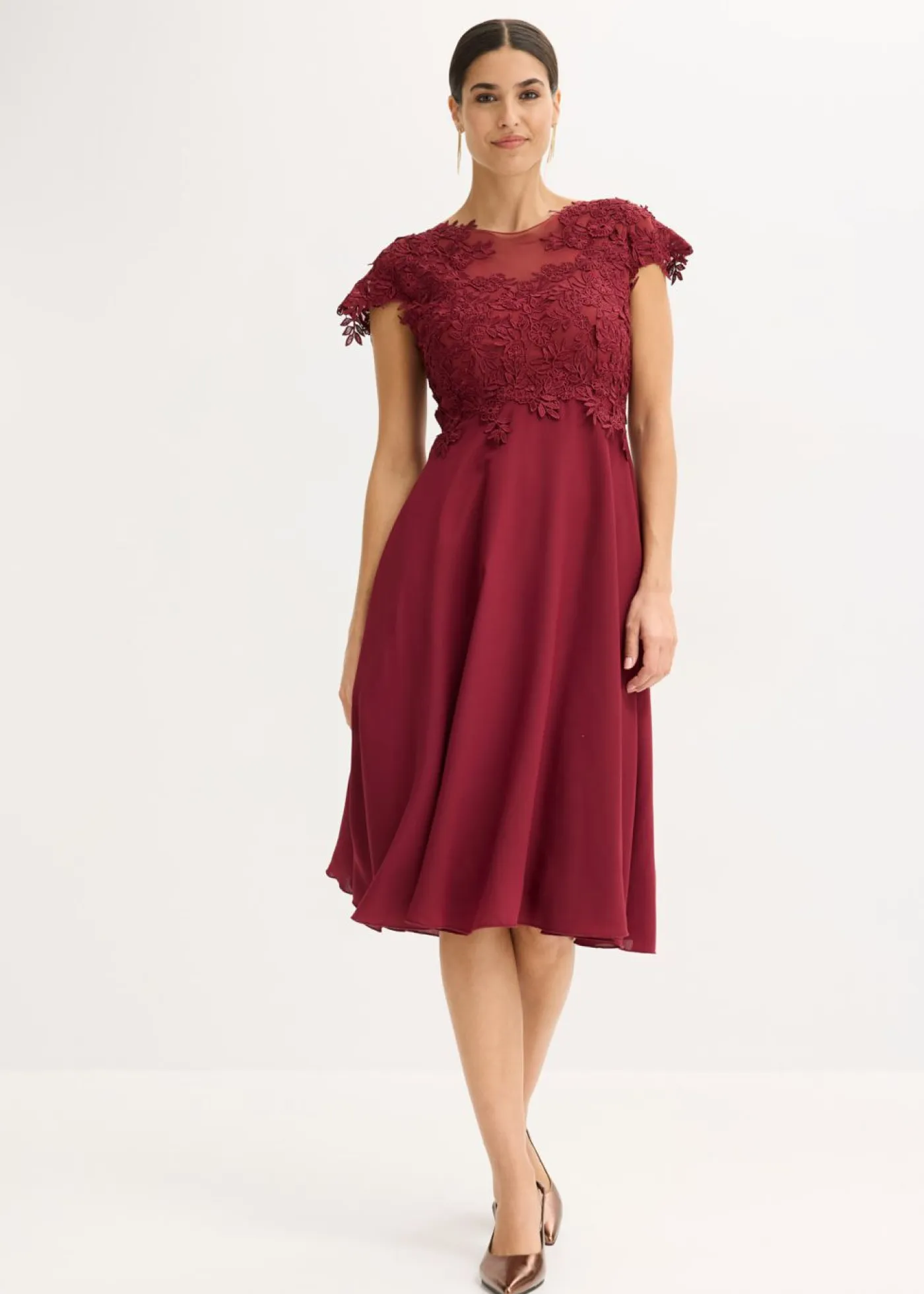 Sale Vestido midi de tul delicado con encaje Mujer Vestidos|Ropa Elegante