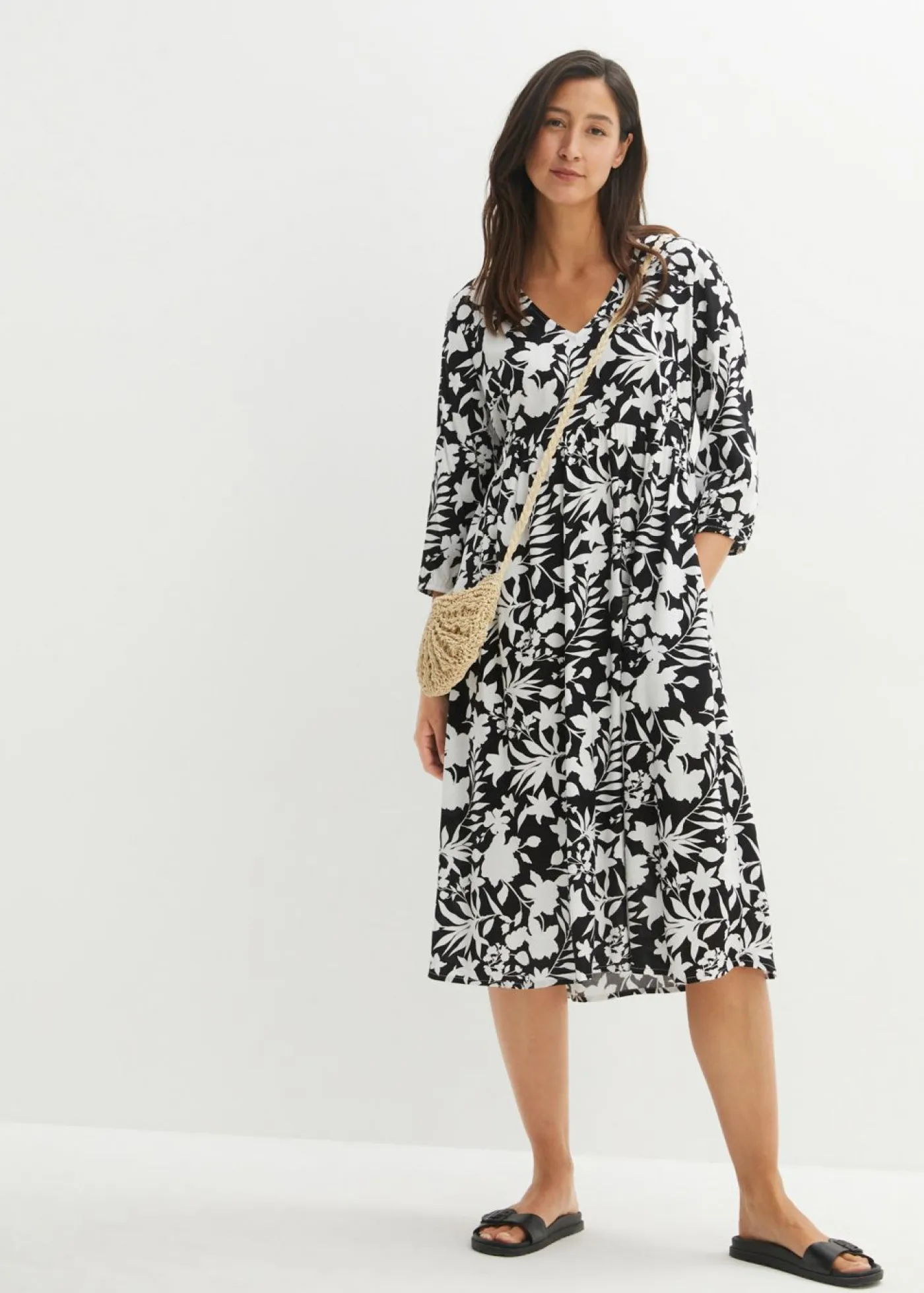 Online Vestido midi de viscosa fluida Mujer Vestidos