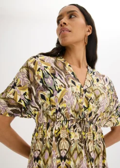 Vestido midi de viscosa fluida Mujer Vestidos