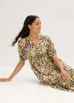 Vestido midi de viscosa fluida Mujer Vestidos