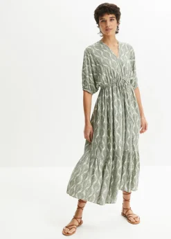 New Vestido midi de viscosa fluida Mujer Vestidos