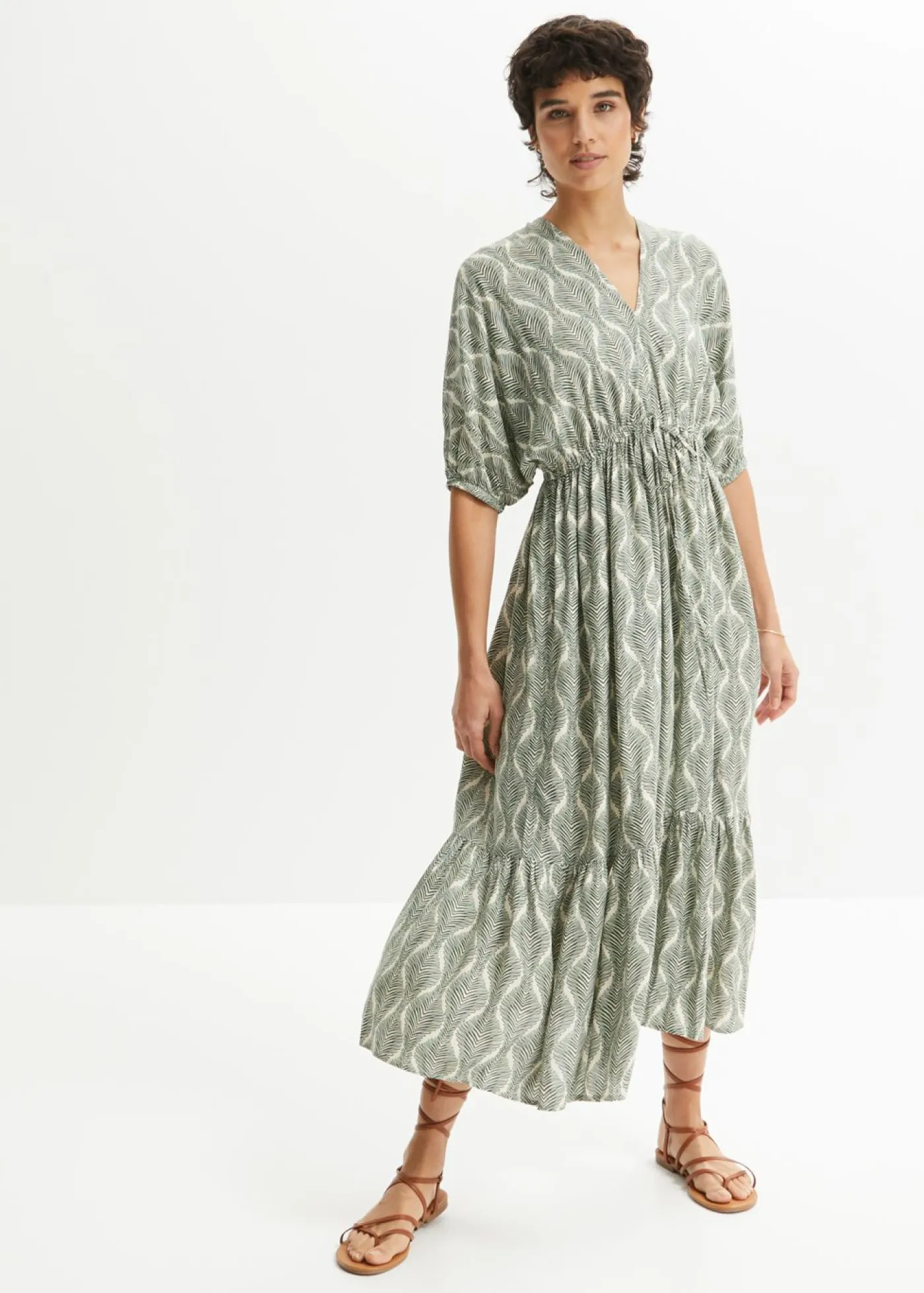 New Vestido midi de viscosa fluida Mujer Vestidos