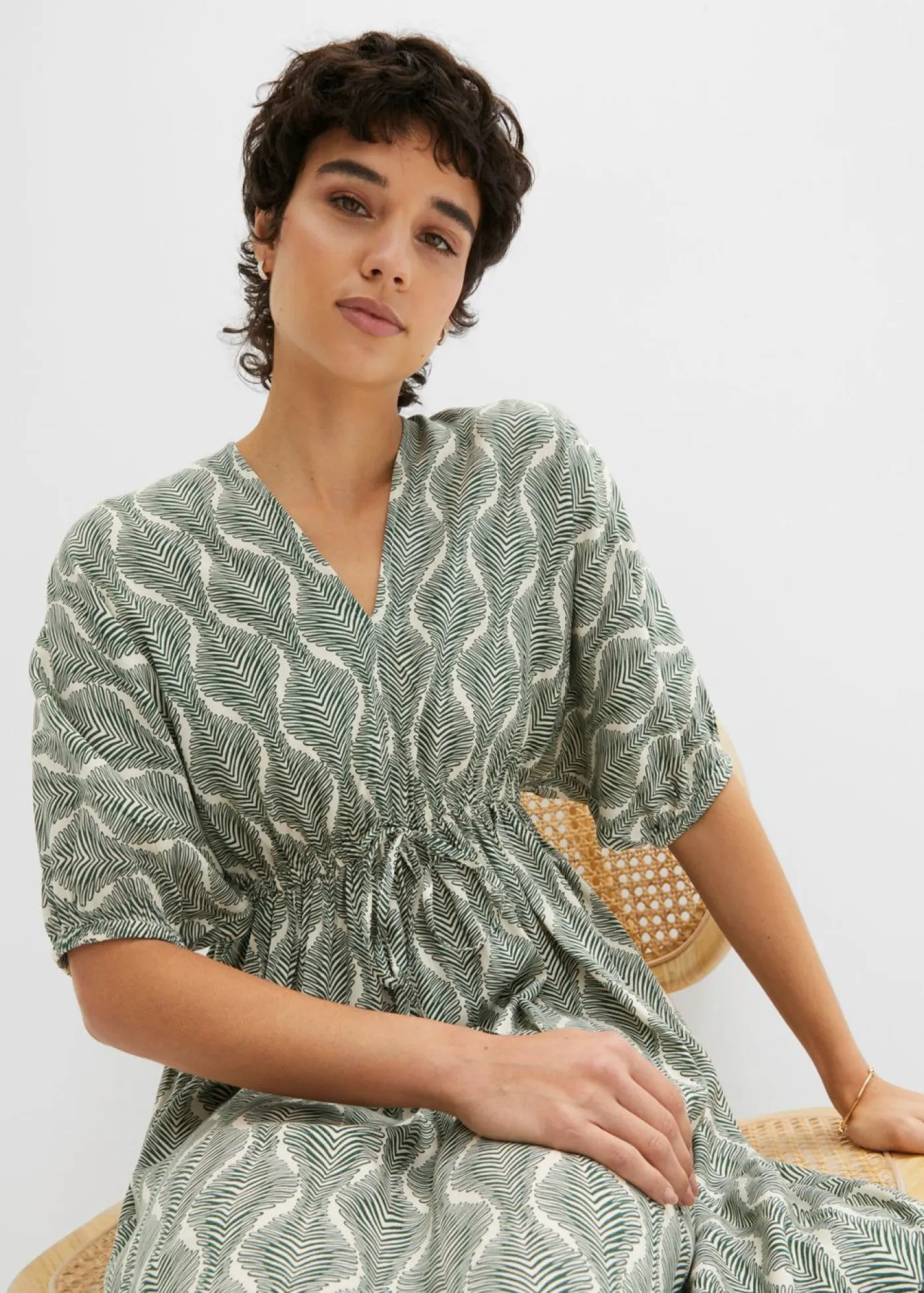 New Vestido midi de viscosa fluida Mujer Vestidos