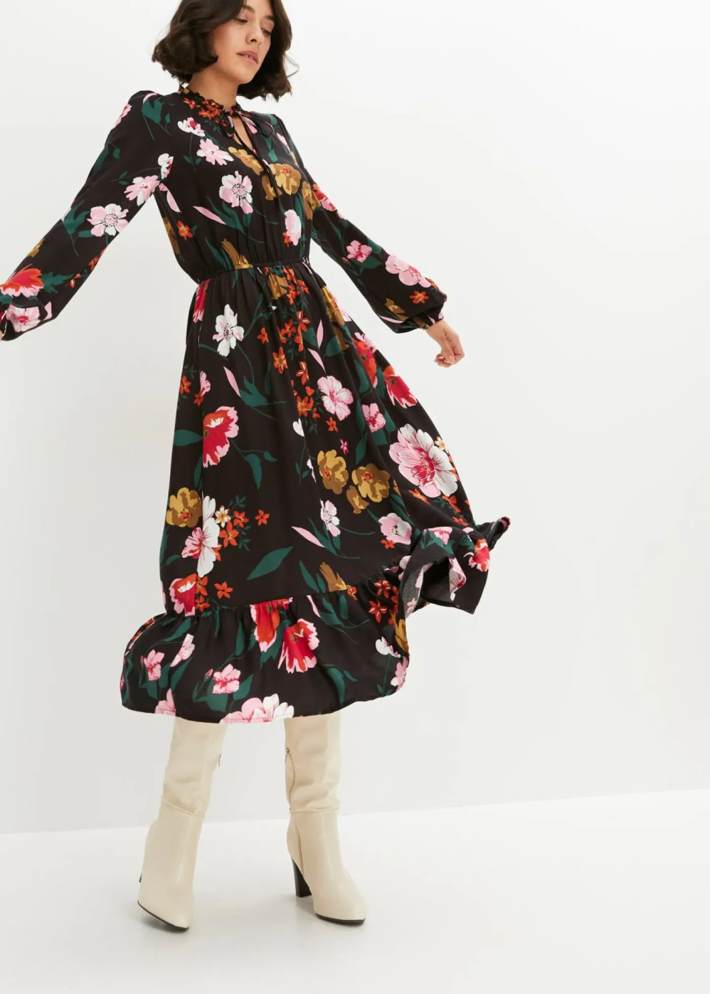 Sale Vestido midi de viscosa fluida Mujer Vestidos