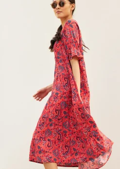Clearance Vestido midi de viscosa pura Mujer Vestidos
