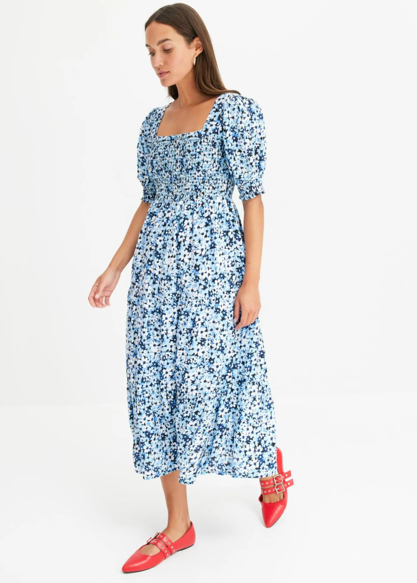 Best Vestido midi estampado Mujer Vestidos