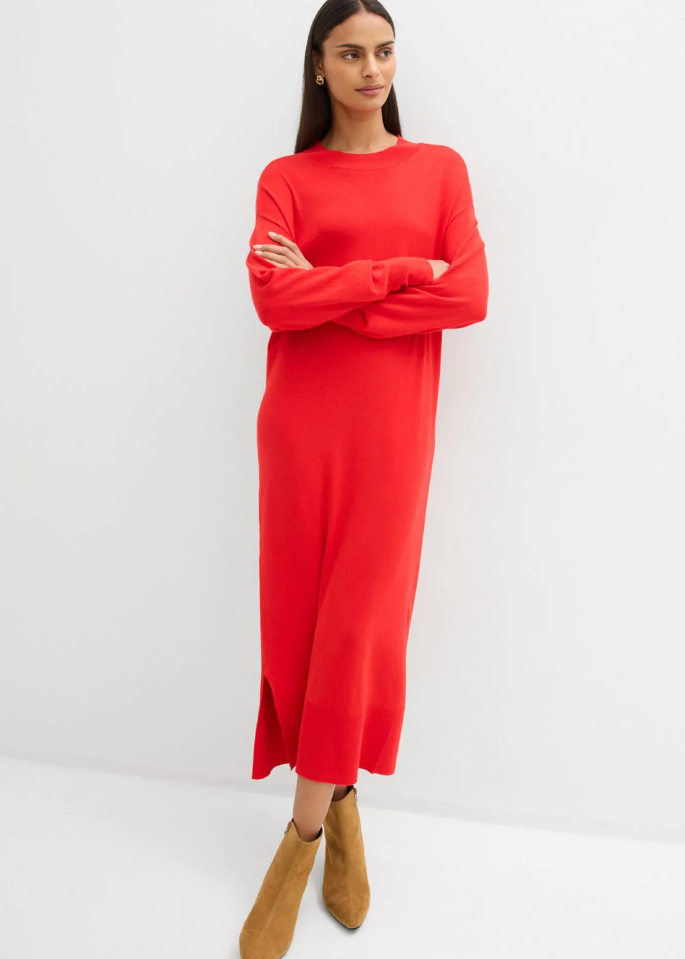Best Vestido midi holgado de mezcla de viscosa Mujer Esenciales|Vestidos