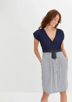 Vestido peplum con lazo en la cintura Mujer Vestidos
