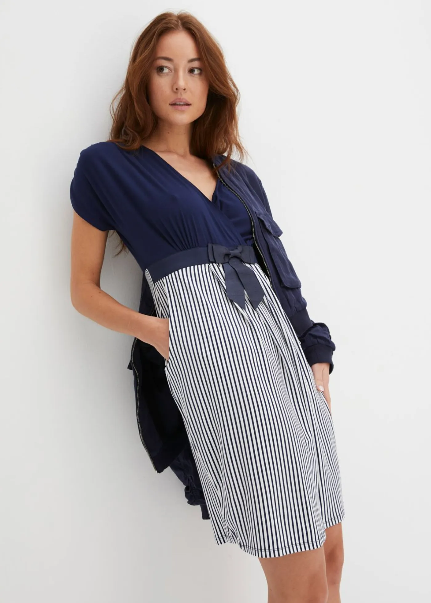 Vestido peplum con lazo en la cintura Mujer Vestidos