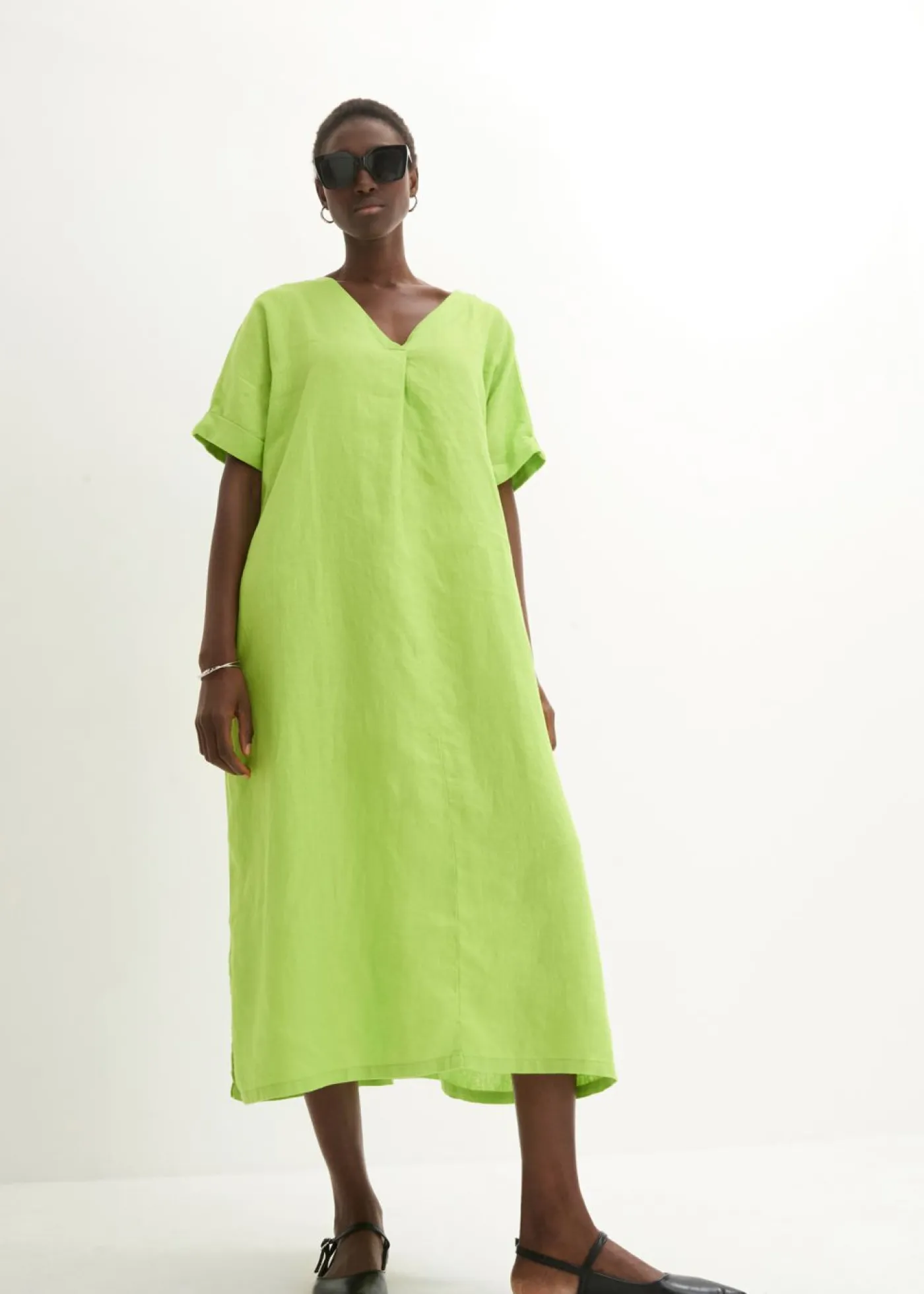 New Vestido tipo caftán de lino puro Mujer Premium|Vestidos