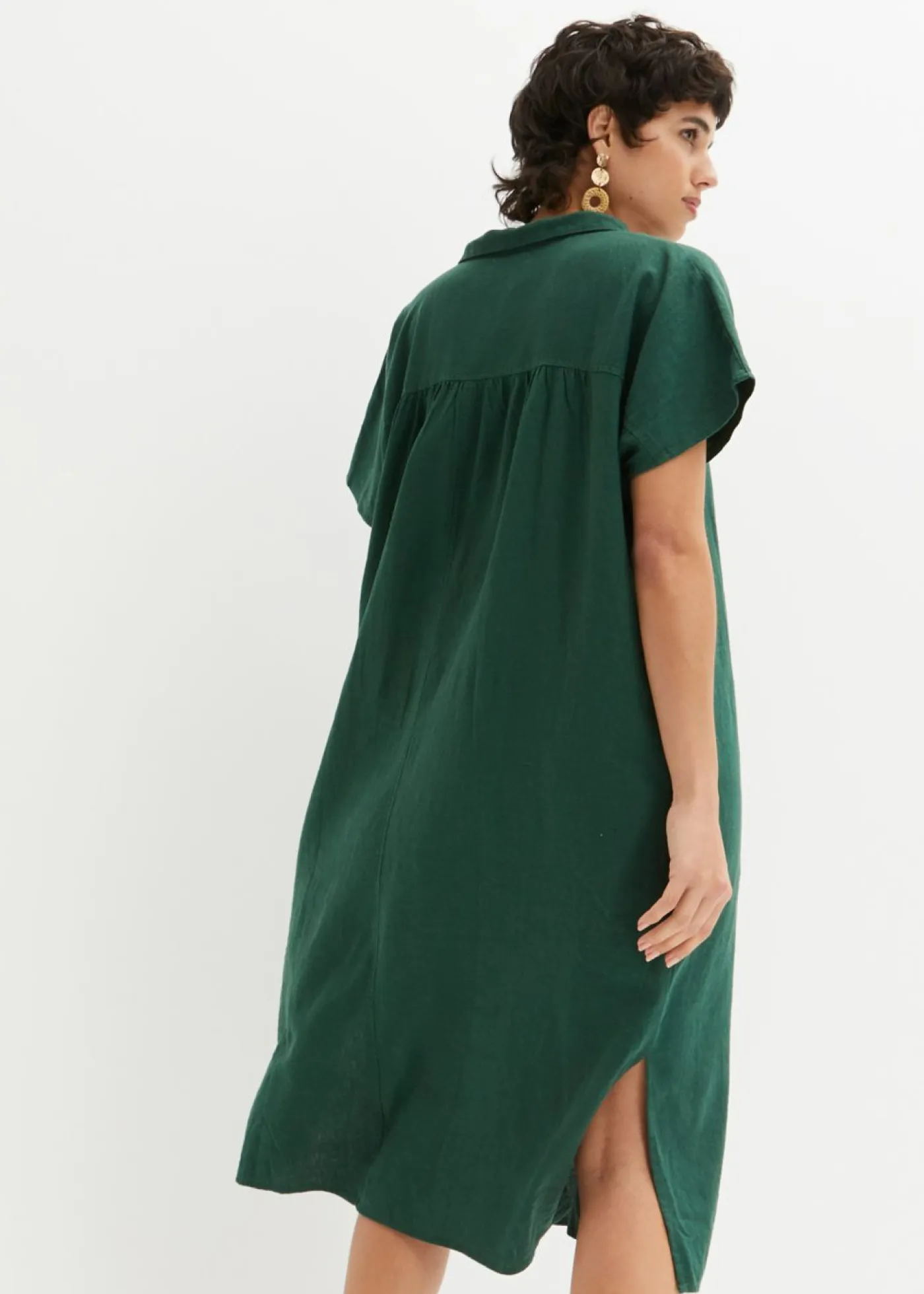 Best Vestido tipo caftán de mezcla ligera de viscosa y lino Mujer Esenciales|Vestidos