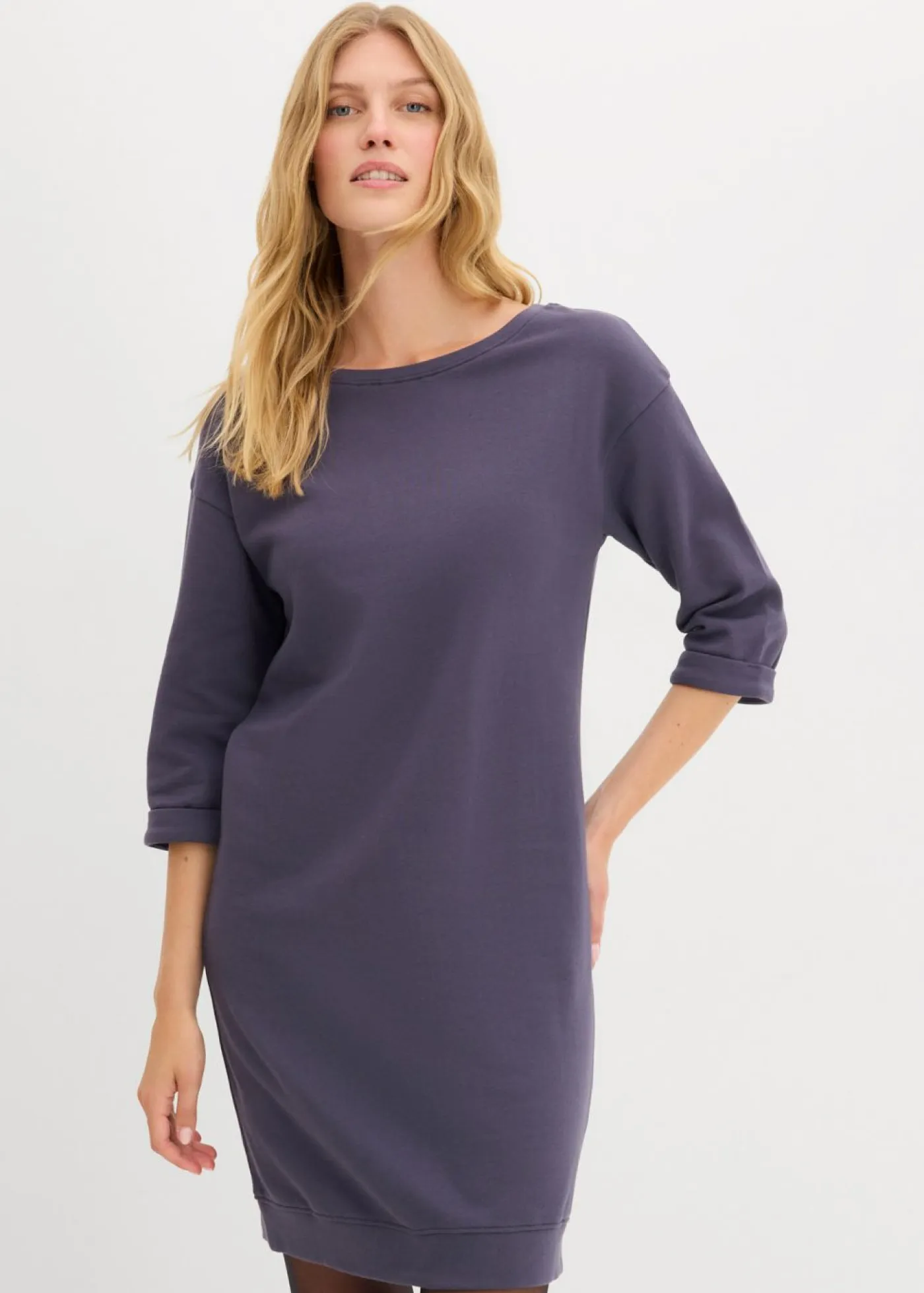 New Vestido tipo sudadera, mangas 3/4, interior suave Mujer Básicos|Ropa Cómoda