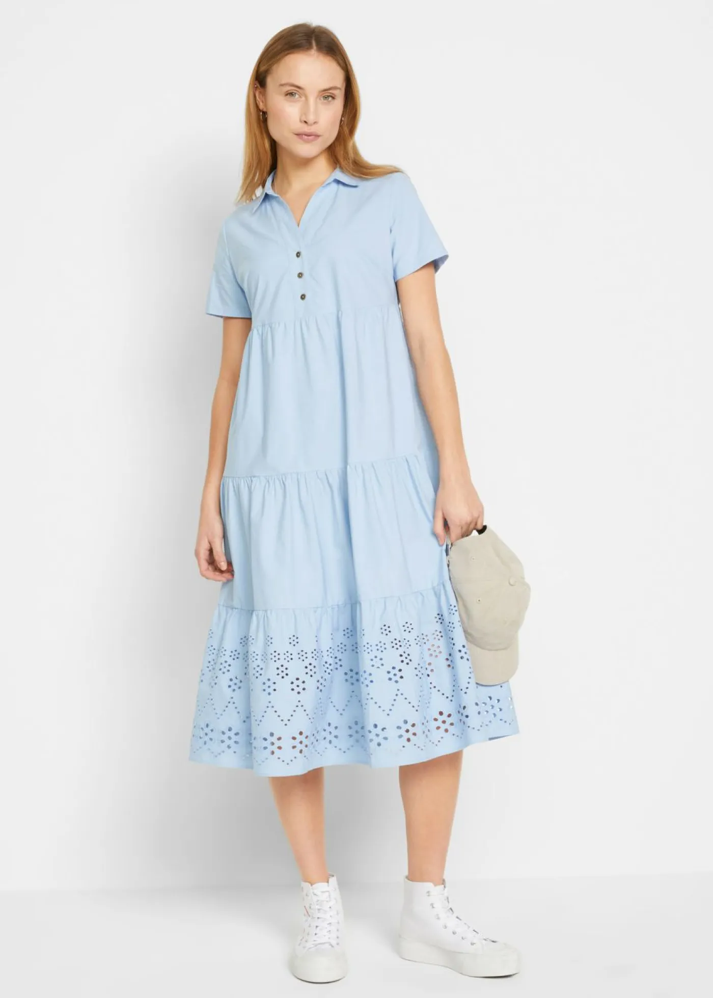 Clearance Vestido tipo túnica de algodón puro con bordado calado Mujer Vestidos