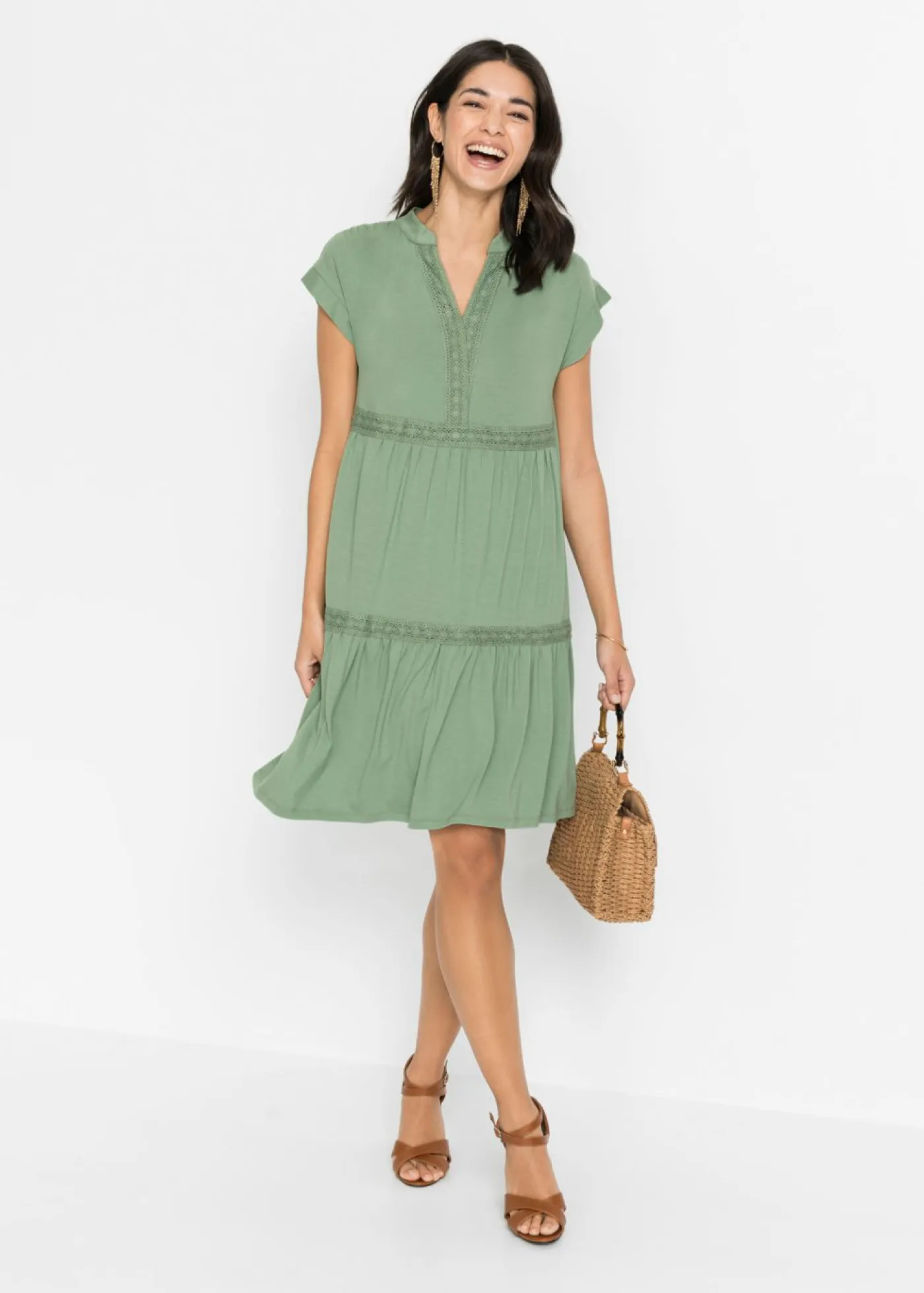 Sale Vestido tipo túnica de mezcla de viscosa suave Mujer Vestidos