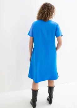 New Vestido tipo túnica de mezcla de lino y algodón con bolsillos Mujer Vestidos