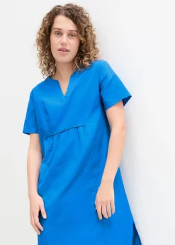 New Vestido tipo túnica de mezcla de lino y algodón con bolsillos Mujer Vestidos
