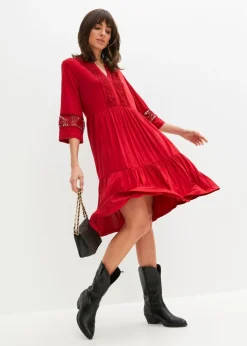 Online Vestido tipo túnica de viscosa suave Mujer Vestidos|Novedades